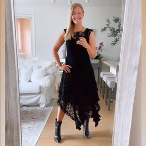 Free People French Courtship black lace dress Sml